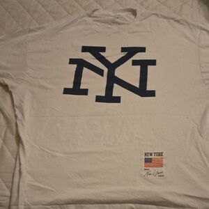 Fashion Nova Beige NY Logo Short Sleeve Tee